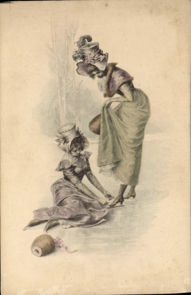 Frauen auf dem Eis — Winterlandschaft — M. M. Vienne, Nr. III - Vorderseite