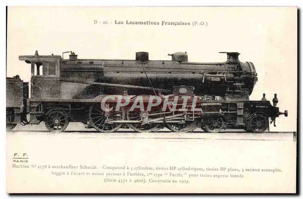 Máquina No 4578 com superaquecedor Schmidt — As Locomotivas Francesas (P.-O.) — Série 4571 a 4600 - Frente