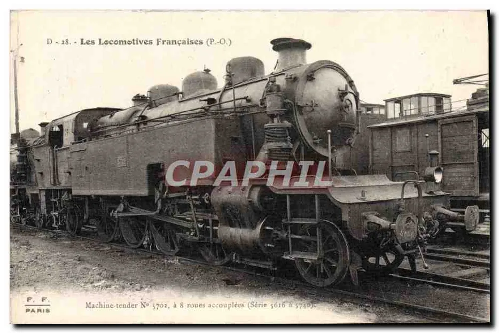 Maschinenführer-Nummer 3702, mit 8 gekuppelten Rädern — Serie 5616 bis 5730 — Die französischen Lokomotiven (P.O.) - Vorderseite