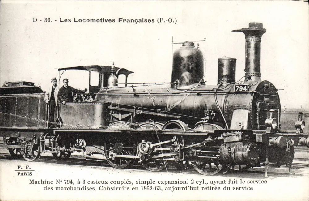 Locomotiva n°794 — Máquina com 3 eixos acoplados — F. F. Paris - Frente