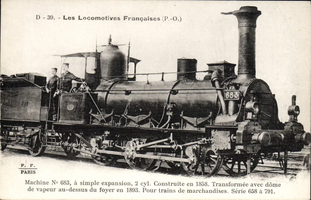 Locomotiva Francesa n° 683 — D - 39. As Locomotivas Francesas (P.-O.) — F. F. Paris - Frente