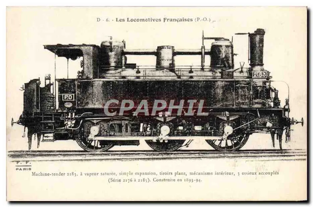 Maquinista 2183 — Locomotora francesa de vapor saturado — F.P. PARIS, serie 2176 a 2183 - Anverso