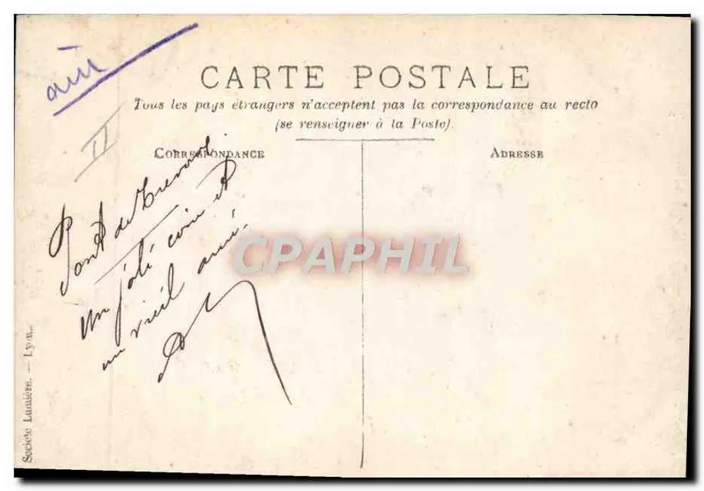 Bacia de Lyon — homem em barco — Sociedade Lumières, Lyon - Verso