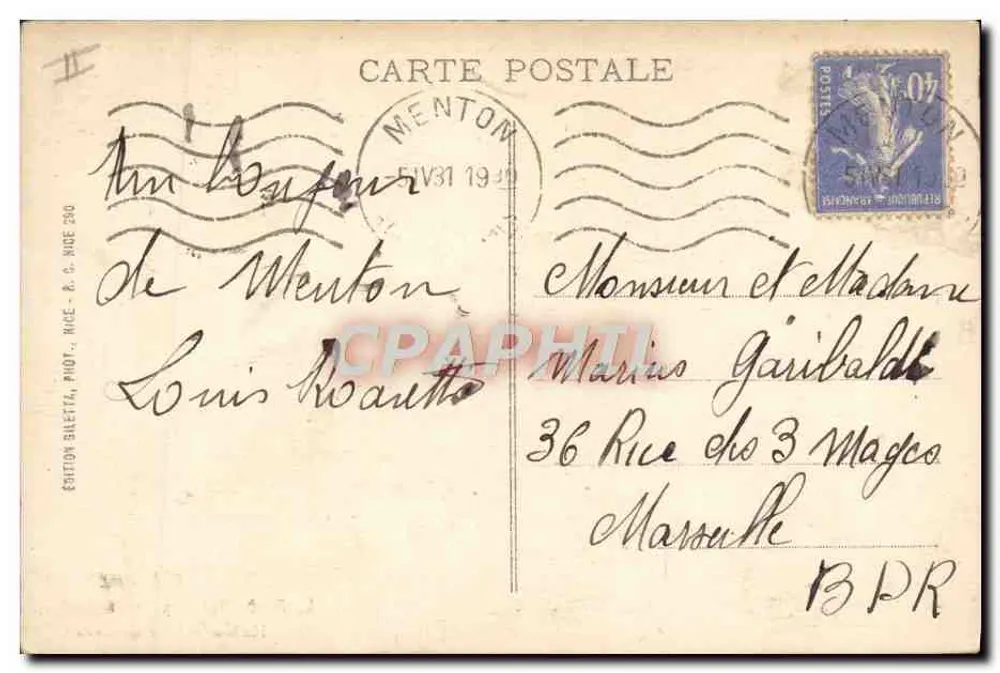 Der Hafen - Freizeitboote — Menton — Edition Biletti, Nr. 303 - Rückseite