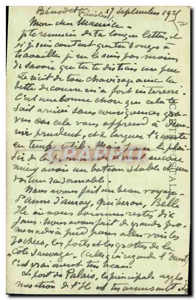 BÉNODET - Abfahrt der Regatten — Sammlung Villard, Quimper - Rückseite