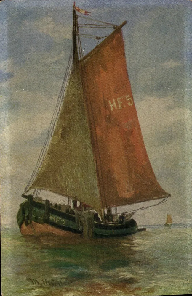 Embarcação de pesca H.F.5 — pintura — Max Müller, n° 1253 - Frente