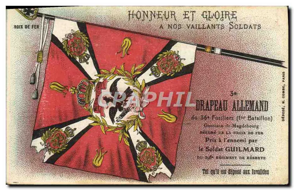 Deutsches Flagge — 3. Jäger (1. Bataillon) — Verziert, M. Cobée, Paris - Vorderseite