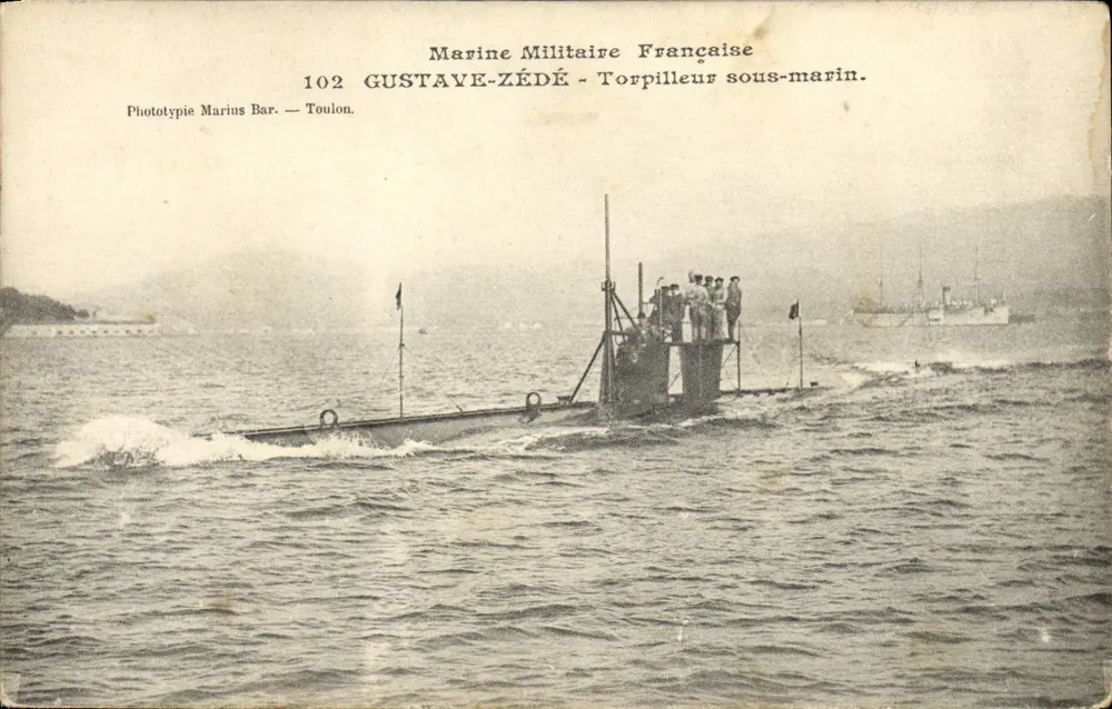 Toulon — Submarino torpedeiro Gustave-Zédé — Fototipia Marius Bar - Frente