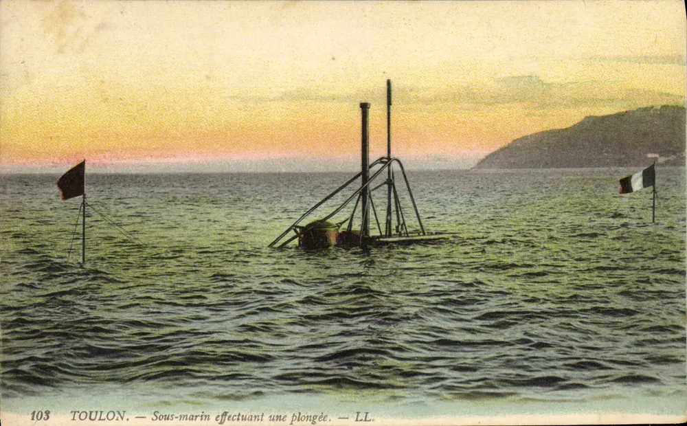 Toulon — Submarino realizando uma mergulho — LL. n° 103 - Frente