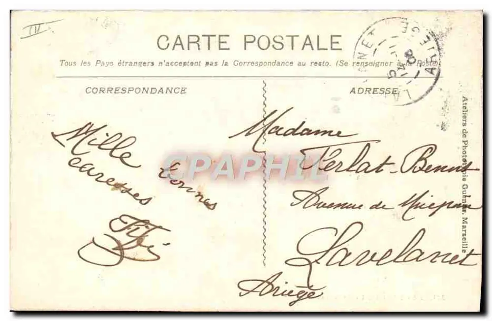 Draguignan - Ansicht des Grand Théâtres — Verlag Arteliers de Photographie Gublin, Nr. 1224 - Rückseite