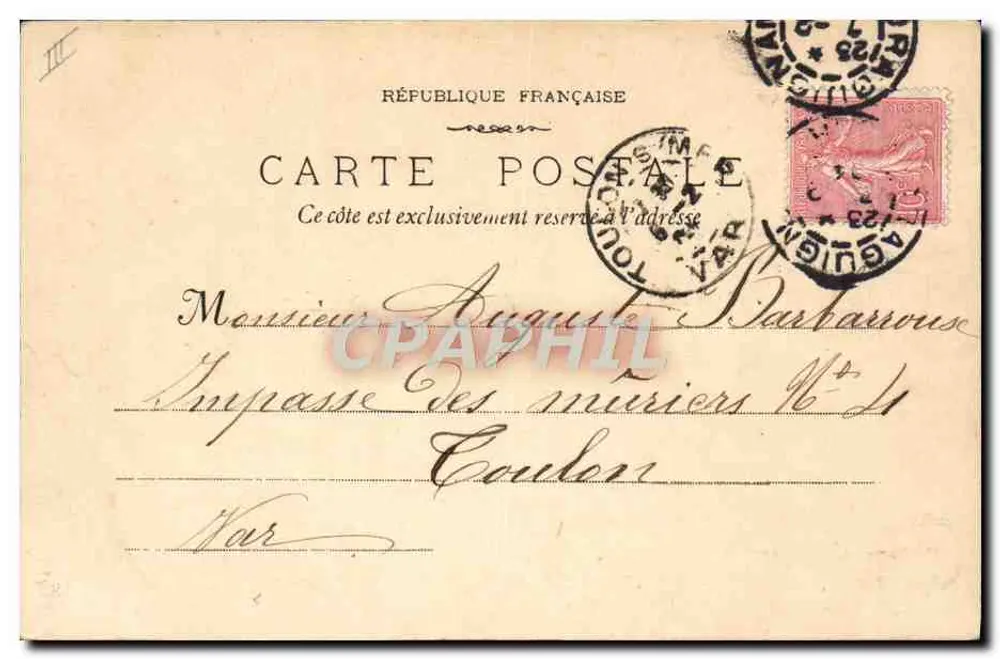 Draguignan - 1440 - O Teatro — Fototipo E. RACEMY - MARSEILLE - Verso