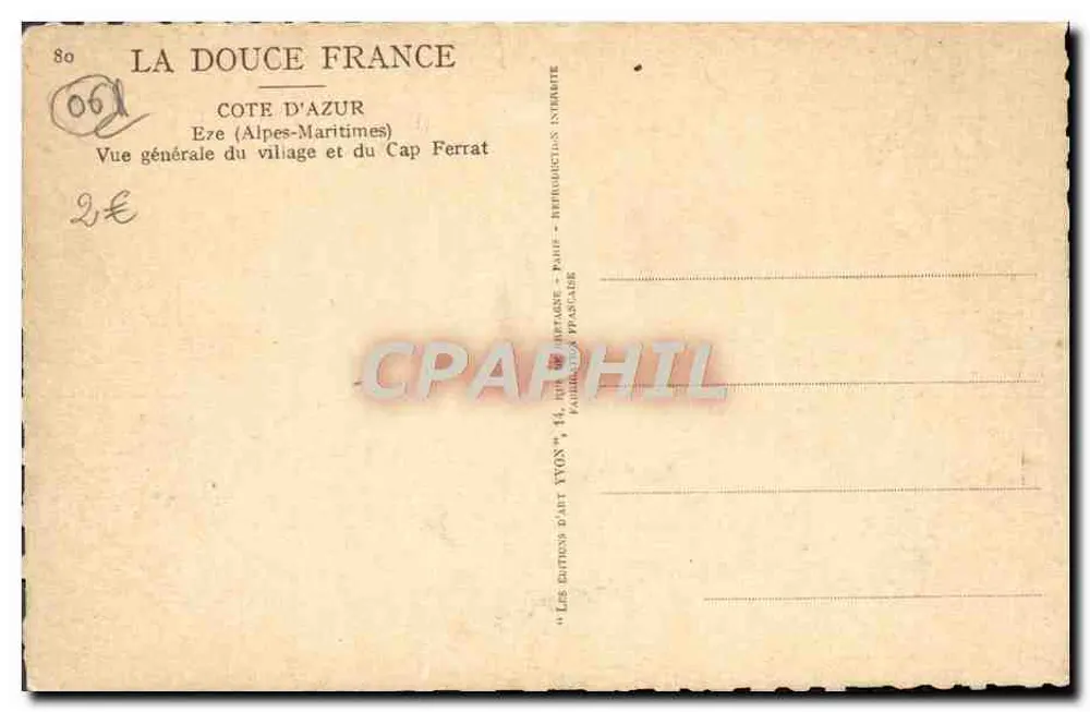 Eze (Alpes-Maritimes) — Allgemeiner Blick auf das Dorf und den Cap Ferrat — Verlag La Douce France - Rückseite
