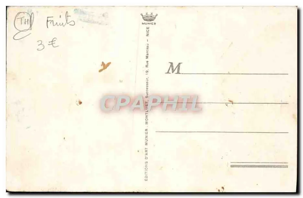 Costa Azul — Laranjeira — Edições Art Munier, Nice - Verso