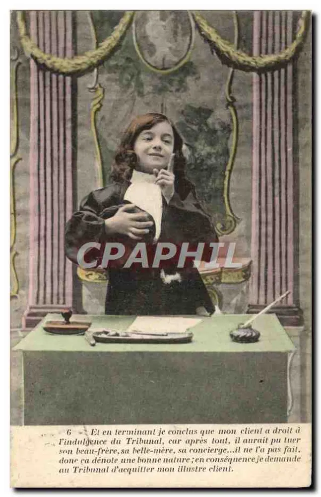 Junges Mädchen in Richter-Outfit — Komische Szene — Verlag LAGRIFFE, 18 rue Labarthe, Paris - Vorderseite