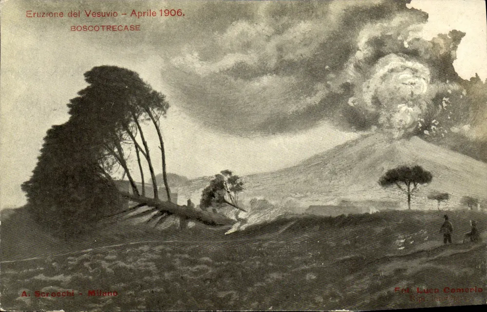 Ausbruch des Vesuvs – April 1906 — A. Seracchi – Milano, Seriennummer BOSCOTRECASE - Vorderseite