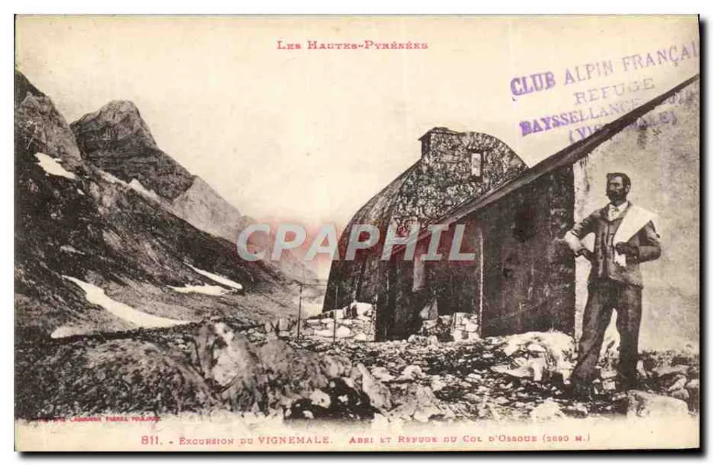As Altas Pirineus — Excursão do Vignemale. Abrigo e Refúgio do Col d'Ossoue (2880 m.) — Editor: C. Cassoum, Perpignan, n° 811 - Frente