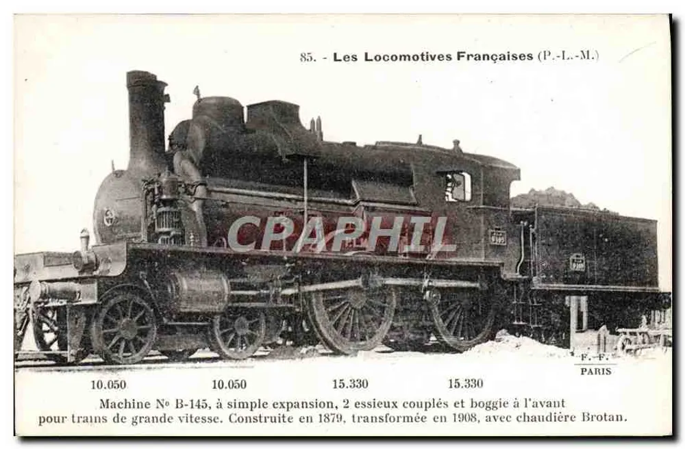 Maszyna nr B-145 — francuska lokomotywa jednostopniowa — wydanie P.L.M. nr 85 - Awers