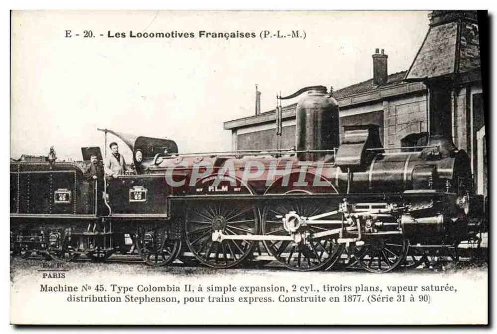 Locomotiva Tipo Colombia II — Máquina N° 45 — P-L-M — Série 31 a 90 - Frente