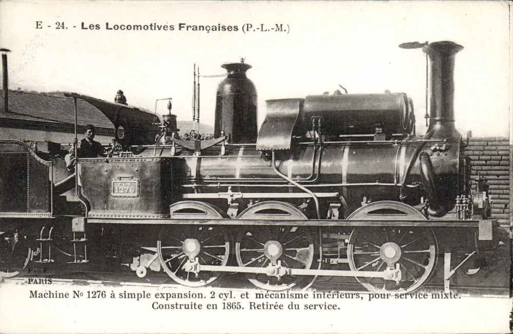 Locomotiva francesa n° 1276 — P.L.M. — Editor F. Fleury, Paris - Frente