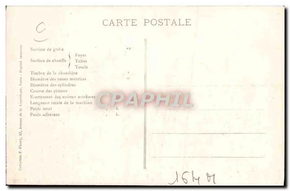 Maschinenführer Nr. 1066 — Bahnhofsgleisdienst — Les Locomotives Françaises (P.O.) - Rückseite