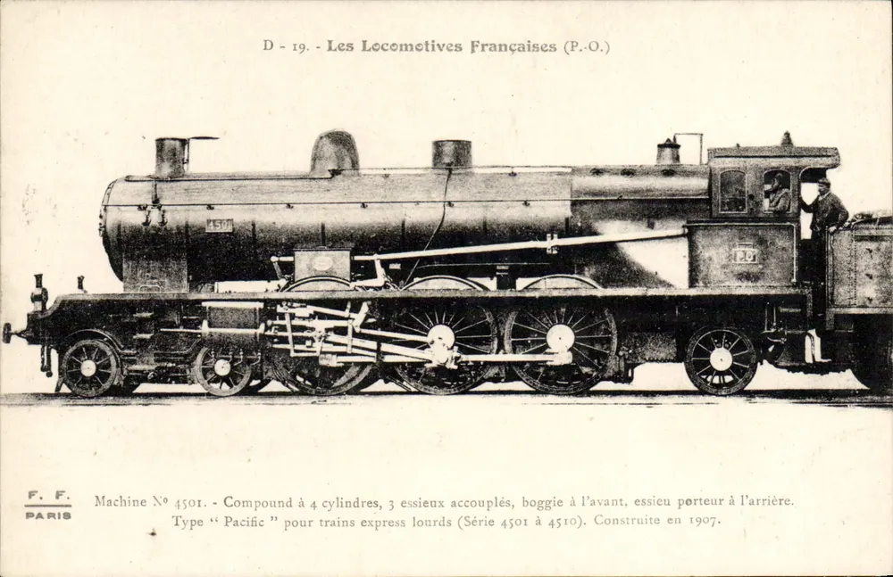 Locomotiva francesa n° 4501 — Tipo "Pacific" — F. F. Paris - Frente