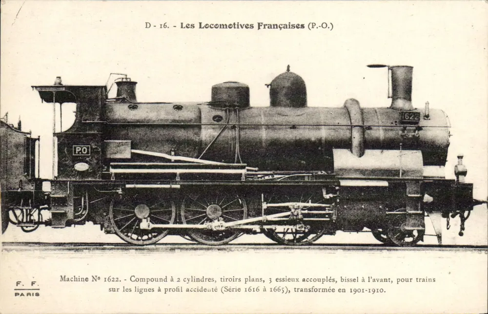 Locomotiva francesa n° 1622 — Série 1616 a 1665 — F. F. Paris - Frente
