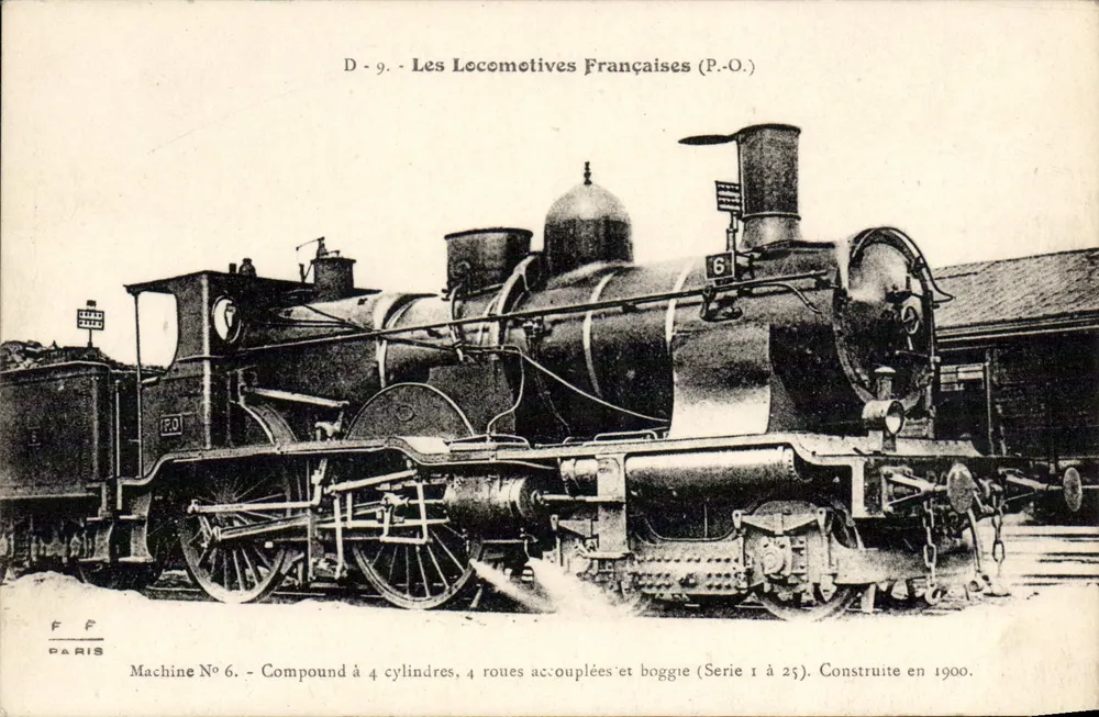 Locomotiva francesa — Máquina N°6, Compound a 4 cilindros — P.O. (Série 1 a 25) — Paris - Frente
