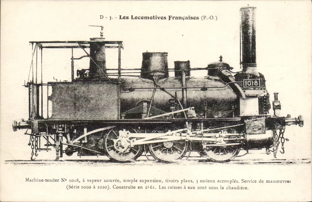 Máquina-tender N° 1018 — Locomotivas Francesas (P.O.) — Série 1010 a 1020 - Frente