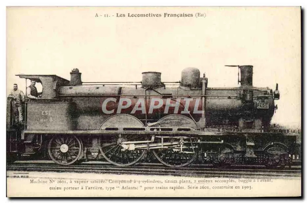 Máquina N° 2601 — Locomotiva a vapor saturada, tipo Atlantic - Frente