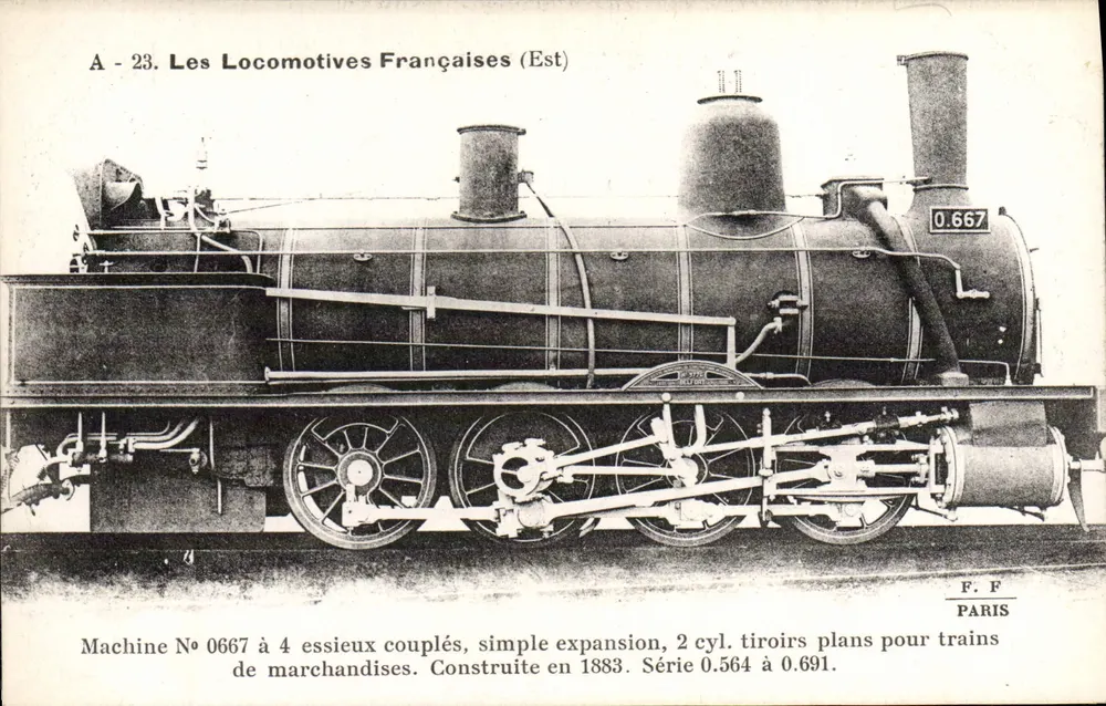 Locomotiva francesa n° 0667 — Série 0.564 à 0.691 — F. F. PARIS - Frente