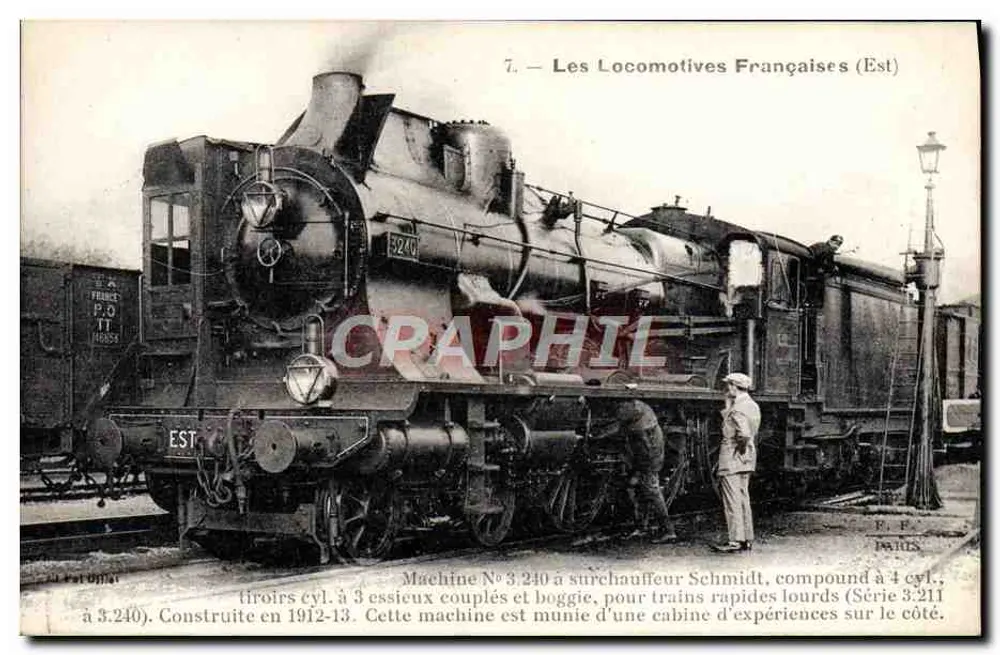 Locomotiva n° 3.240 — As Locomotivas Francesas (Est) — Editor F. Floery, Paris - Frente