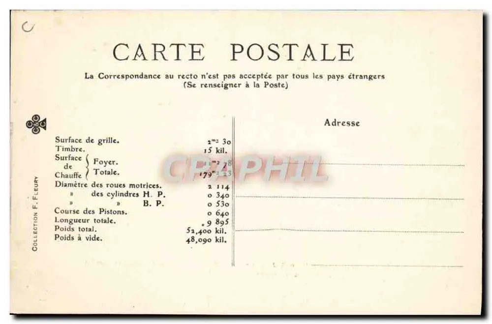 Compound-Nord-Lokomotive — Typ 1898 — Serie 2161-2180 — Verlag F. Leury - Rückseite