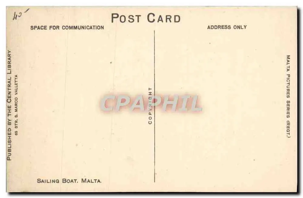 Segelboot — Malta — Verlag Malta Pictures Series (Regt.) - Rückseite