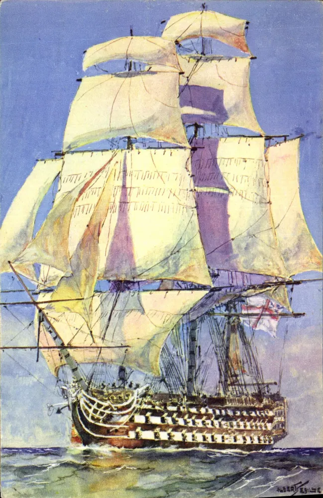 Großer Segelschiff — 1840 - 19. Jahrhundert — Aquarell von A. Sebille - Vorderseite