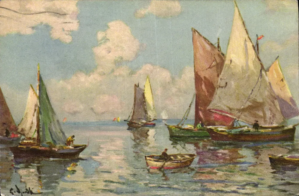 Mediterranische Boote — Nr. 102/3 — In der Schweiz gedruckt - Vorderseite