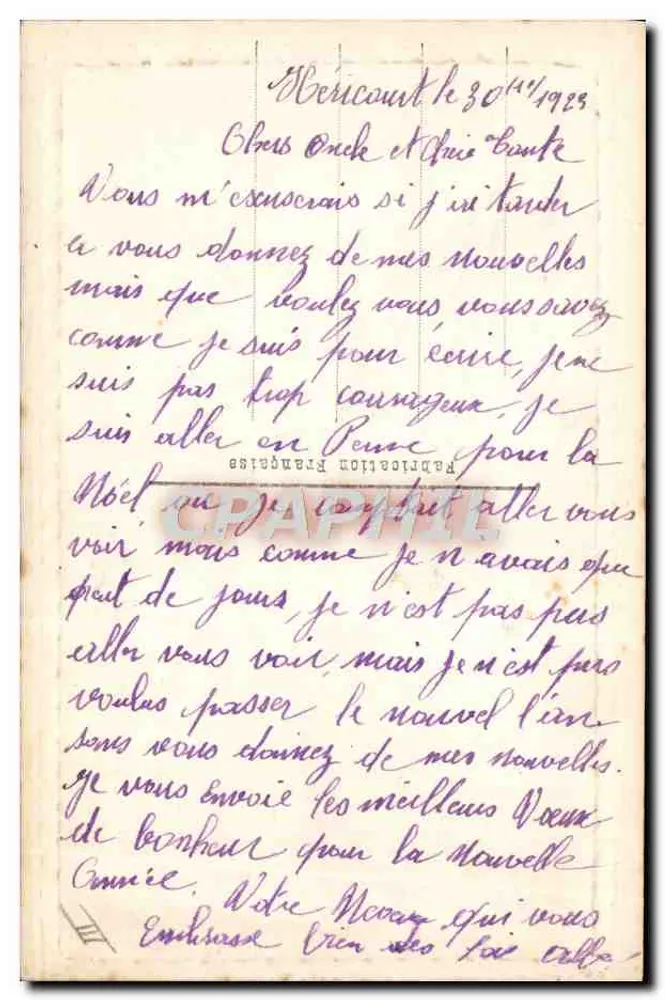 Héricourt — Erinnerung an die 47. Artillerie — Verleger: B. Jourdan - Rückseite