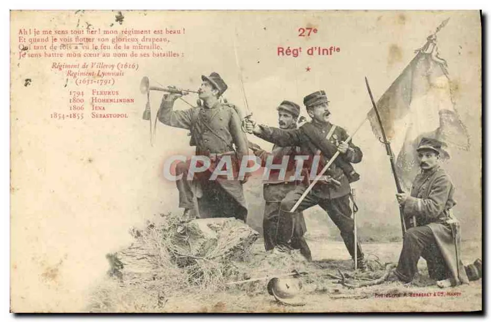 Regimiento de Villeroy — 27° Regimiento de Infantería — Théodore A. Renassay & Cie, Nancy - Anverso