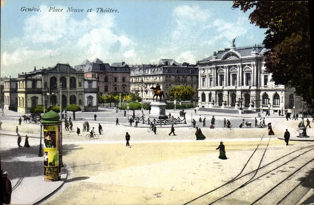 Genebra. Place Neuve e Teatro — editor E.B.N. n° 8255 - Frente