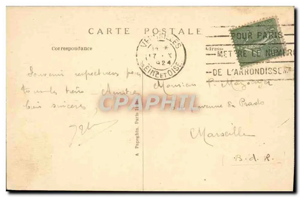 Versailles — Hameau de Marie-Antoinette — Die Käserei und Turm von Malborough — A.P. Nr. 126 - Rückseite