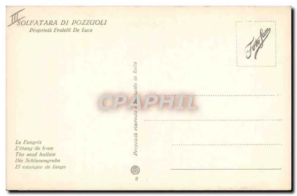 Solfatara di Pozzuoli — Schlammsee — Eigentum von Fralelli De Luca - Rückseite