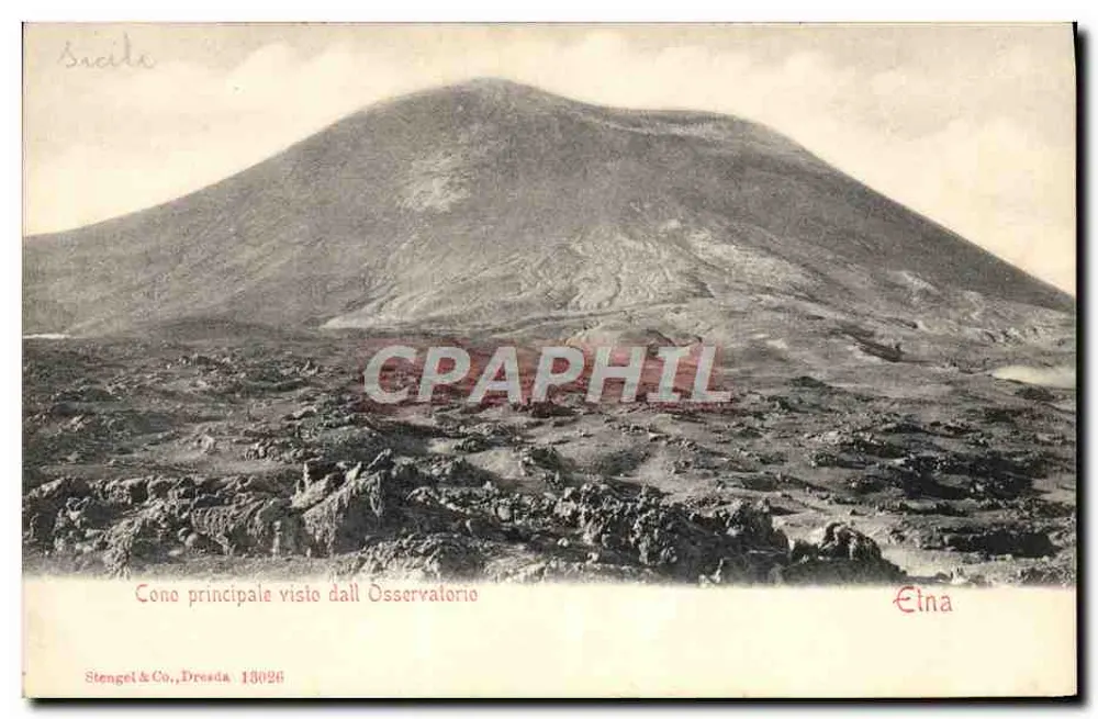Vulcão Etna — Cono principale visto dall'Osservatorio — Stengel & Co., Dresden, Nr. 13026 - Vorderseite