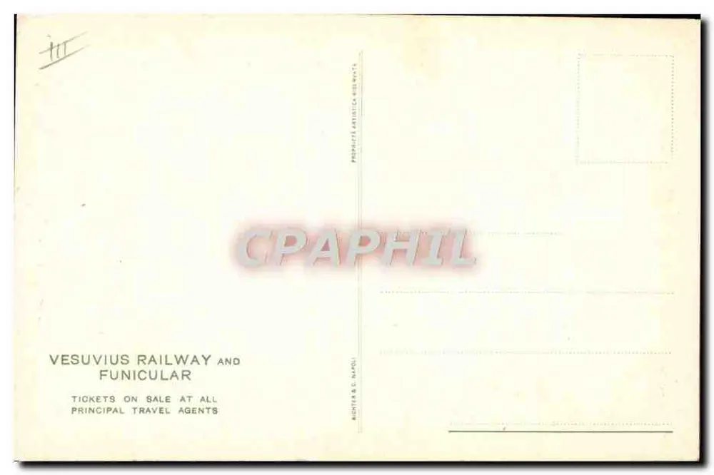 Vesúvio — Vulcão fumegante ao pôr do sol — Railway & C. Napoli - Verso