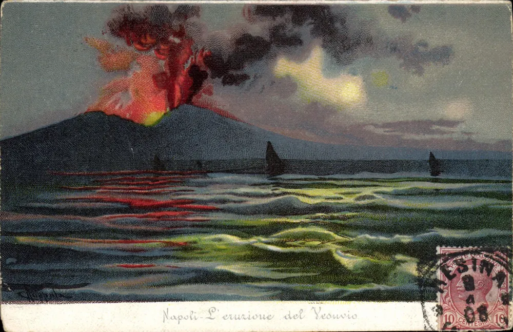 Napoli — Ausbruch des Vesuvs — Verlag Ettore Ragazzone, Seriennummer nicht sichtbar - Vorderseite