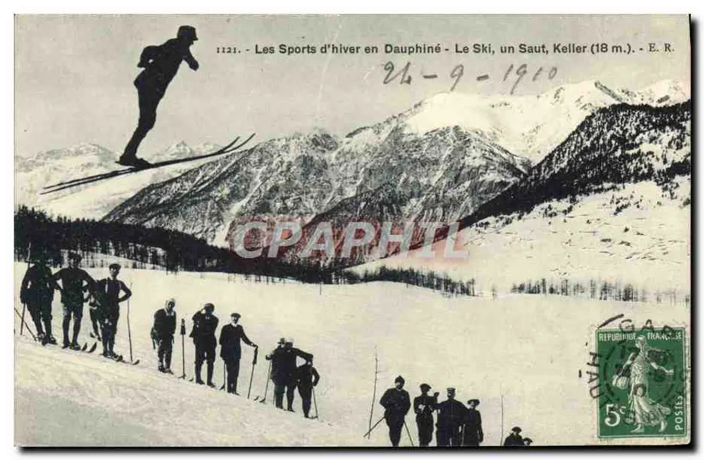 Winter-Sport in Dauphiné - Ski, ein Sprung, Keller (18 m.) - E. R. - Vorderseite