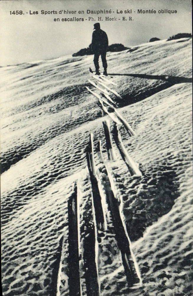 Ski auf Treppen - Schräg aufwärts - Dauphiné - Ph. H. Hock - E. R. - Nr. 1458 - Vorderseite