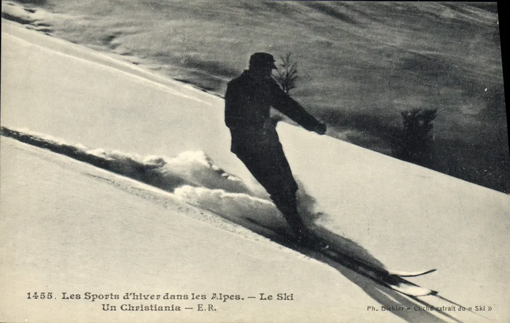 Ski in den Alpen — Christiania — E.R. — Ph. Bichler — Bild aus dem « Ski » - Vorderseite