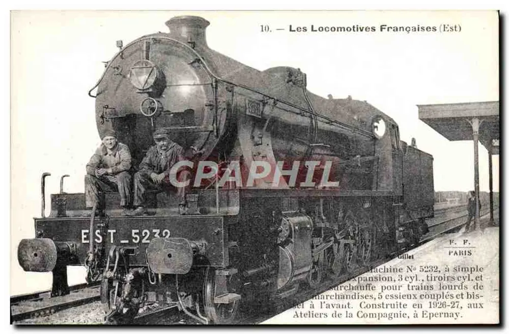 Locomotiva francesa n° 5232 — Ateliers de Epernay — F. F. Paris - Frente