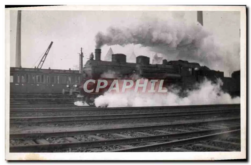Trem a vapor — estação industrial — editor desconhecido - Frente
