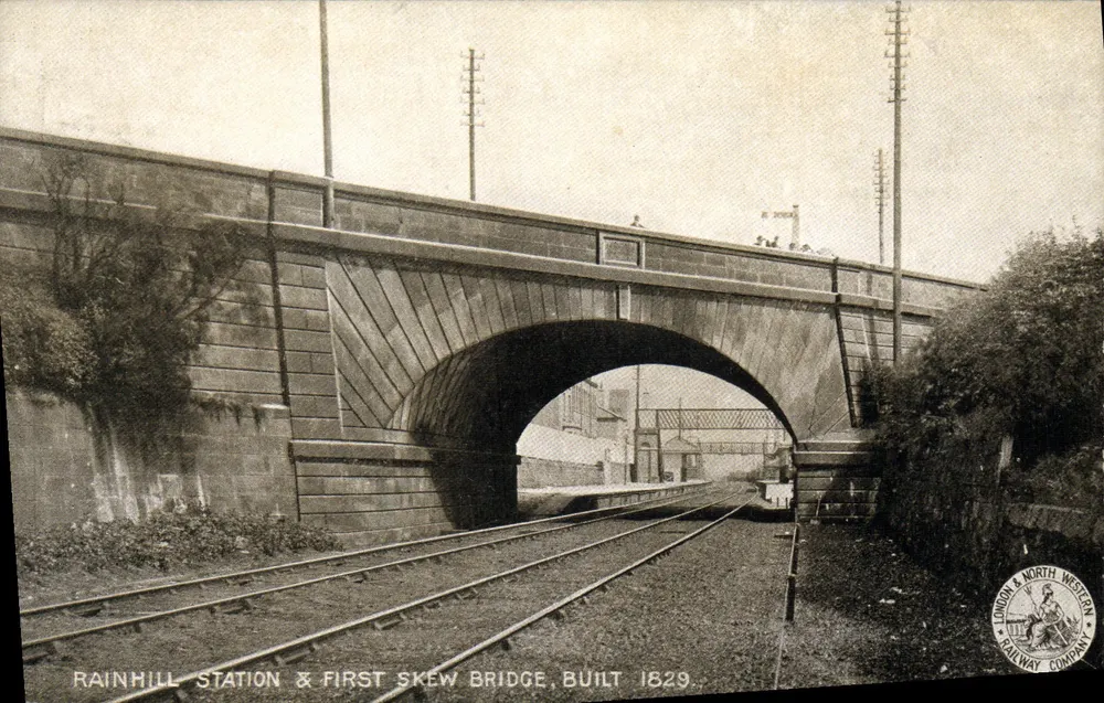 Station Rainhill & Eerste Schuine Brug — Gebouwd in 1829 — London & North Western Railway Company - Voorkant