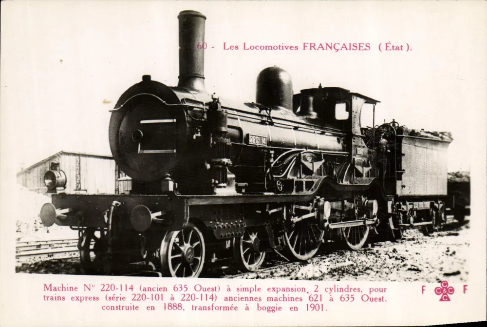 Locomotiva N° 220-114 — antiga 635 Oeste — série 220-101 a 220-114 — Estado - Frente